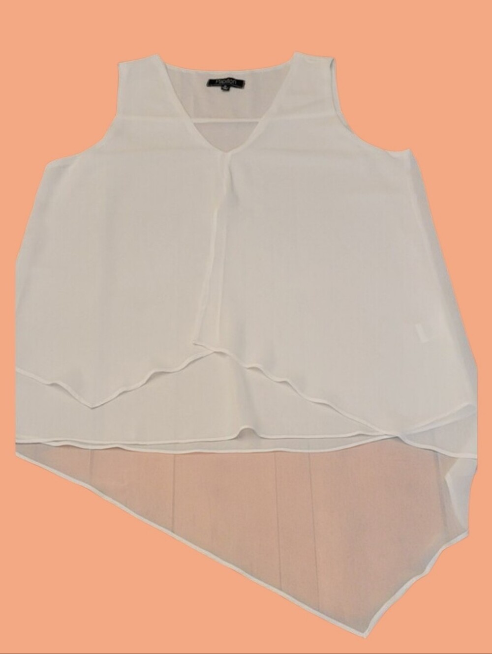 Women’s White V-Neck Layered Asymetrical Chiffon Camisole